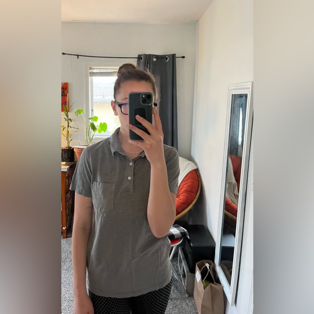 J. Crew mens gray polo short sleeve tee shirt